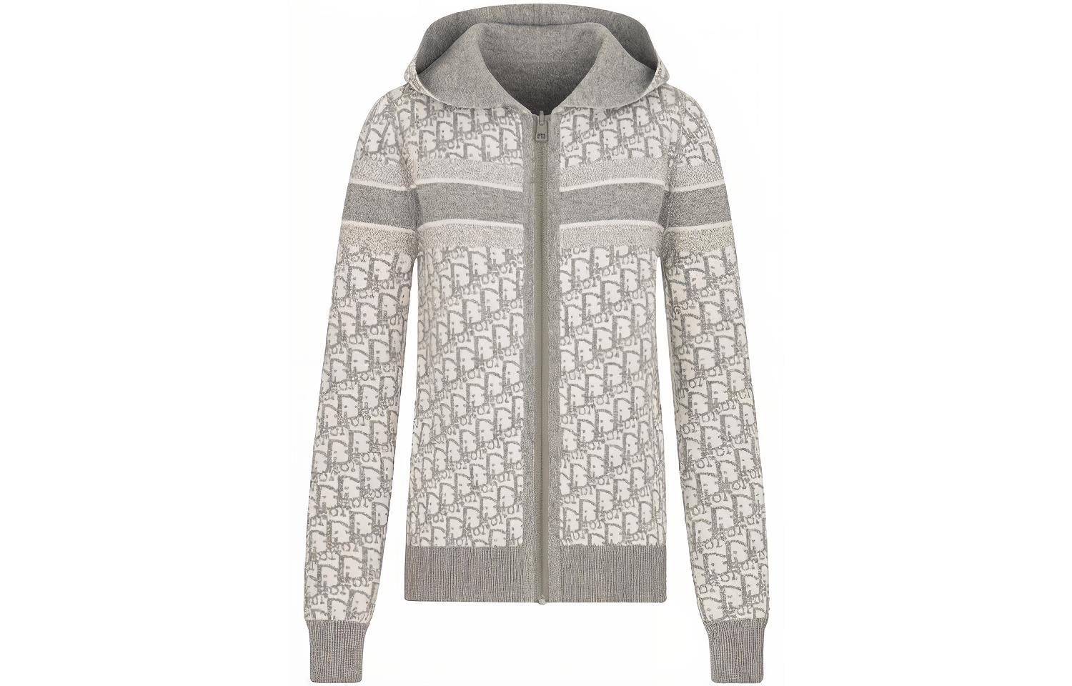 Shop (Women) DIOR Oblique Print Reversible Zip Hoodie Women’s Grey. 054G12AM055-X8270