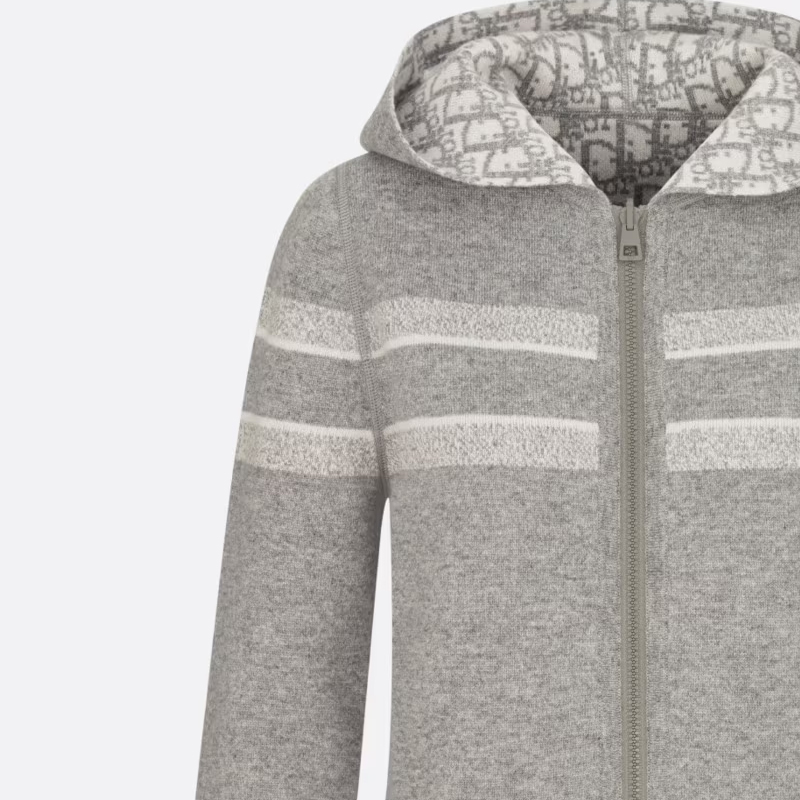 Sizing (Women) DIOR Oblique Print Reversible Zip Hoodie Women’s Grey. 054G12AM055-X8270