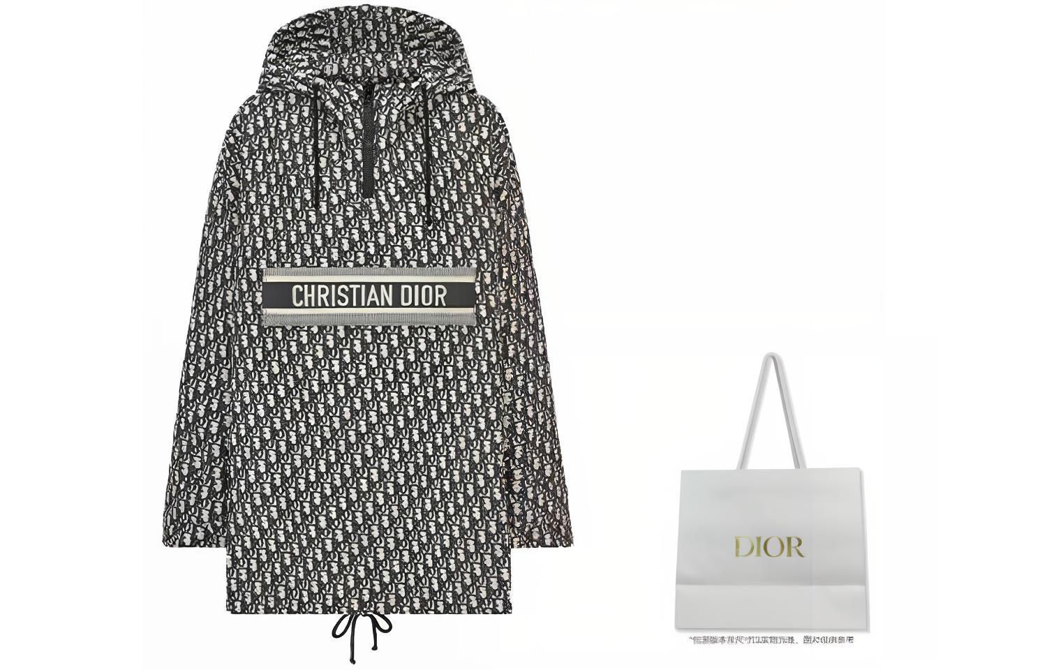 Shop (W) Dior Oblique 印花科技塔夫塔連帽外套 黑色 117C10A2970-X5803