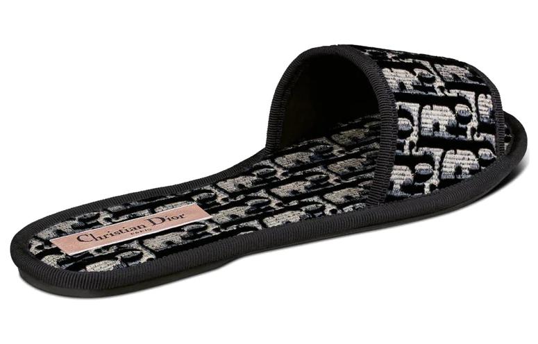 Shop (W) Dior Oblique Slipper ''Chez Moi Schwarz Samt'' KCQ488VOB_S56B