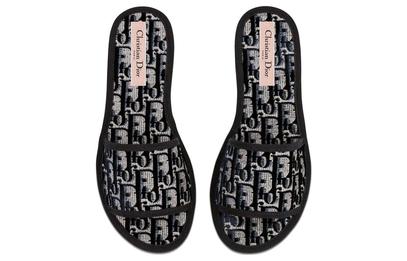 Purchase (W) Dior Oblique Slipper ''Chez Moi Schwarz Samt'' KCQ488VOB_S56B