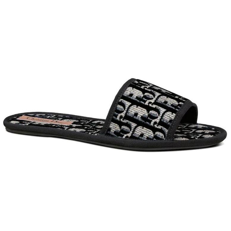 Cheap (W) Dior Oblique Slipper ''Chez Moi Schwarz Samt'' KCQ488VOB_S56B