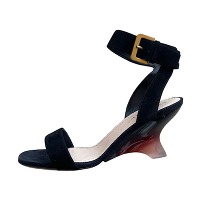 (W) Dior Open-Toe Buckle Slide Sandals 'Black'