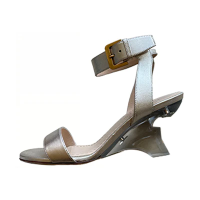 (W) Dior Open-Toe Buckle Slide Sandals 'Platinum'