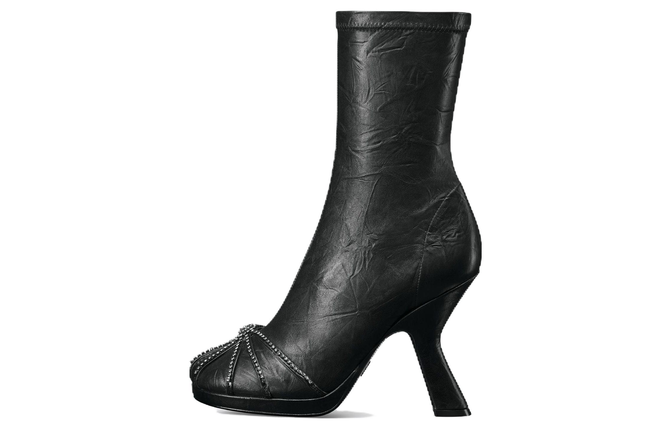 Buy (W) 迪奥原版时尚潮流黑色皮靴 KDI942SKL_S900