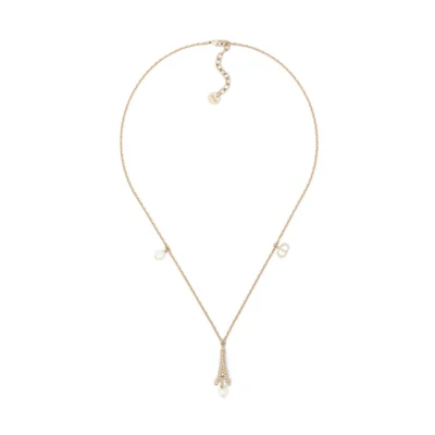 (Women) DIOR Paris Eiffel Tower Resin Pearl Gold Metal Necklace for Women - Gold N2405WOMRS