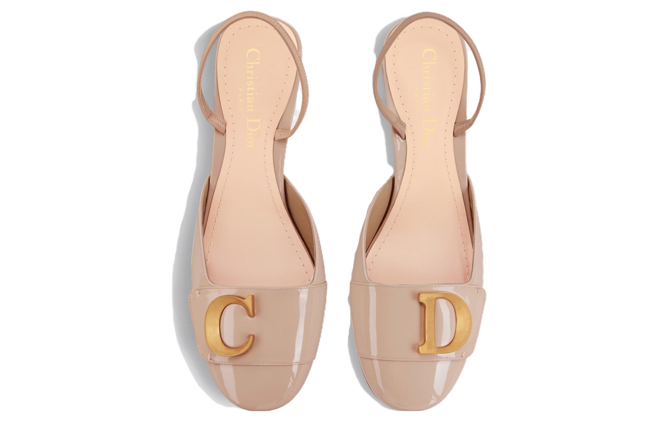 Shop (W) Dior Patent Leather 'Nude Block Heel' Sepatu Hak 8cm KCV073VNI_S18U