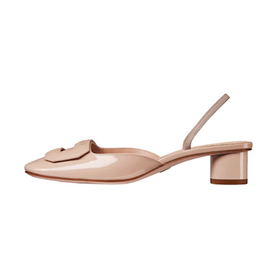 (W) Dior Patent Leather Round Toe Chunky Heel 3.5cm 'Nude'
