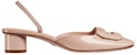 (W) Dior Kasut Kulit Berkilat Tumit Tebal 3.5cm 'Nude' KDB828VCA_S18U