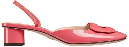 Order (W) Dior Hak Tebal Kulit Mengkilap Ujung Bulat 3.5cm 'Pink' KDB828VCA_S64P
