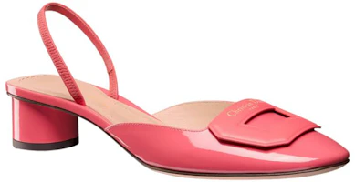 Lookbook (W) Dior Hak Tebal Kulit Mengkilap Ujung Bulat 3.5cm 'Pink' KDB828VCA_S64P