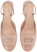 Shop (W) Dior Hak Tebal Kulit Patent Ujung Bulat 3.5cm 'Nude' KDB828VCA_S18U