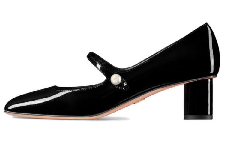 Buy (W) Dior Kulit Pada Tumit Pendek 5cm Hujung Persegi Buckle 'Hitam' KDV138VNI_S900