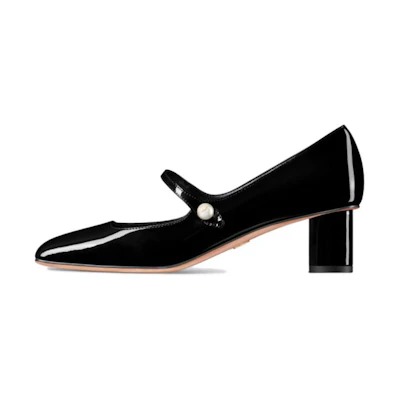 (W) Dior Patent Leather Square-Toe Buckle Block Heel 5cm 'Black'