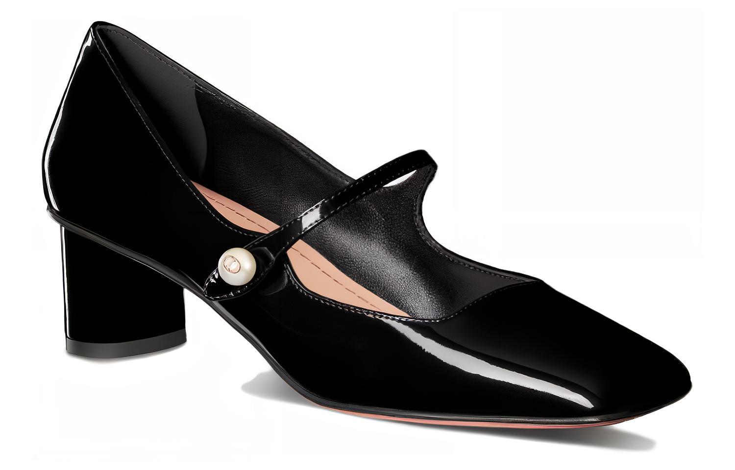 Lookbook (W) Dior Kulit Pada Tumit Pendek 5cm Hujung Persegi Buckle 'Hitam' KDV138VNI_S900