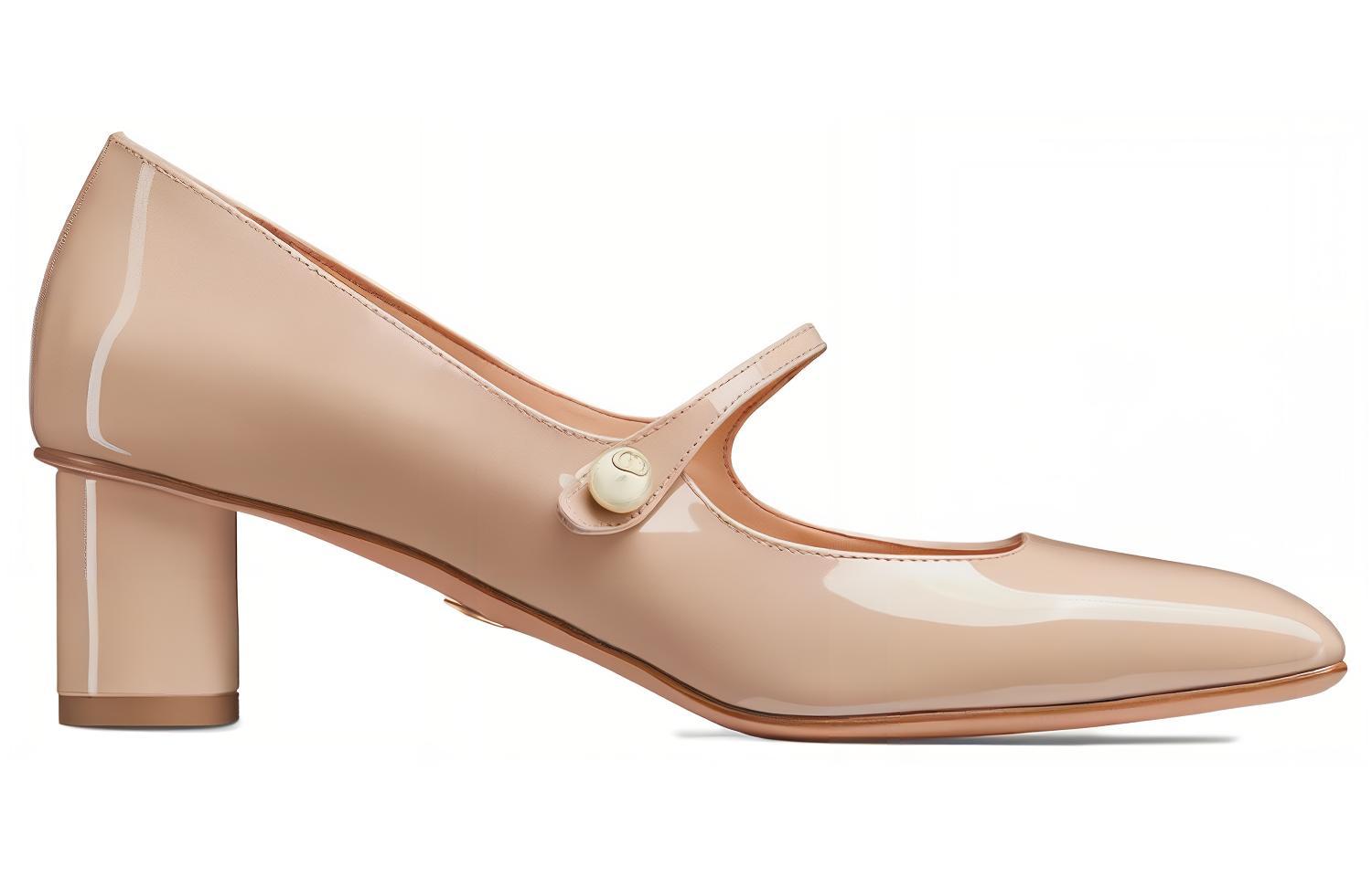 (W) Dior Patent Leather Square-Toe Elastic Band Chunky High Heels 'Pink' 5cm 圖 2