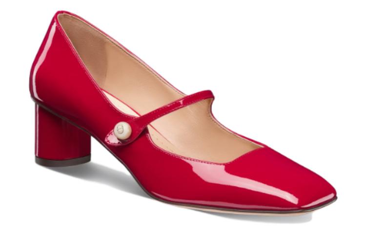 Lookbook (W) Dior スクエアトゥ パテント エラスティックバンド チャンキーヒール5cm 赤 KCV138VNI_S54R