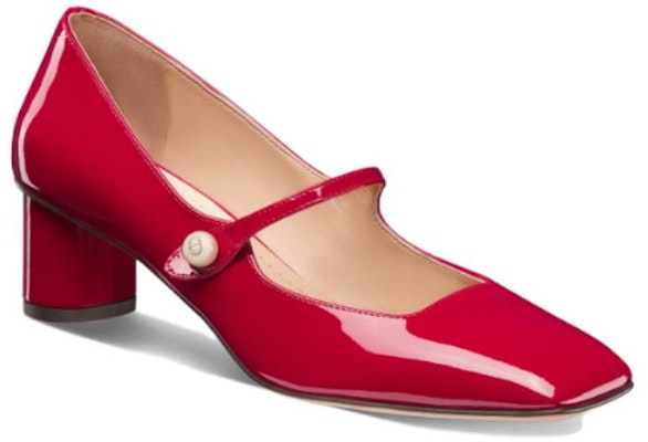 (Women) Dior Patent Leather Square-Toe Elastic Band Chunky Heel 5cm 'Red' KCV138VNI_S54R Lookbook (Women) Dior Patent Leather Square-Toe Elastic Band Chunky Heel 5cm 'Red' KCV138VNI_S54R