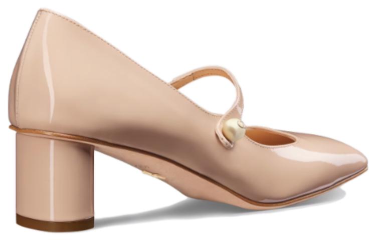 (W) Dior Patent Leather Square-Toe Elastic Band Chunky High Heels 'Pink' 5cm 圖 4