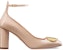 (W) Dior Kasut Tumit Tebal Kaki Empat Kulit Berkilat 'Beige' KCV137VNI_S18U