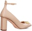 Shop (W) Dior Kasut Tumit Tebal Kaki Empat Kulit Berkilat 'Beige' KCV137VNI_S18U