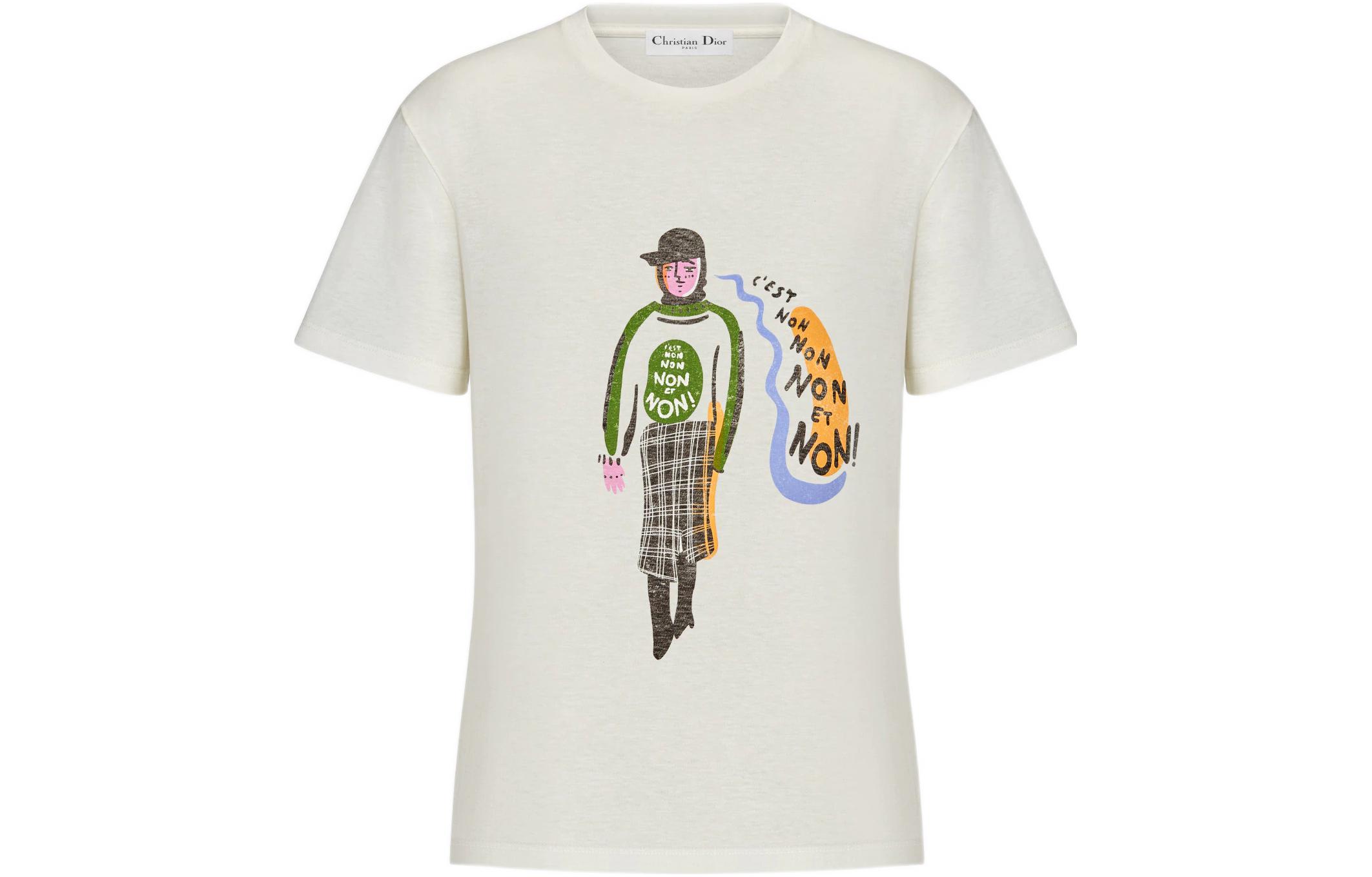 (Women) DIOR Pattern Print Crew Neck Oversized T-Shirt  White SS23. 243T09C4418-X0200