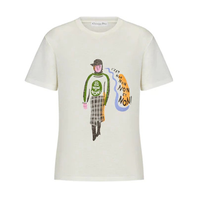 (Women) DIOR Pattern Print Crew Neck Oversized T-Shirt White SS23. 243T09C4418-X0200