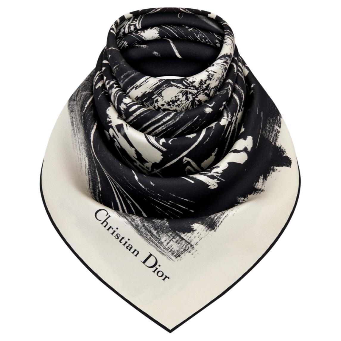 (Women) DIOR Pattern Print Silk Twill Scarf Black  Accessories. 44PAA090I605