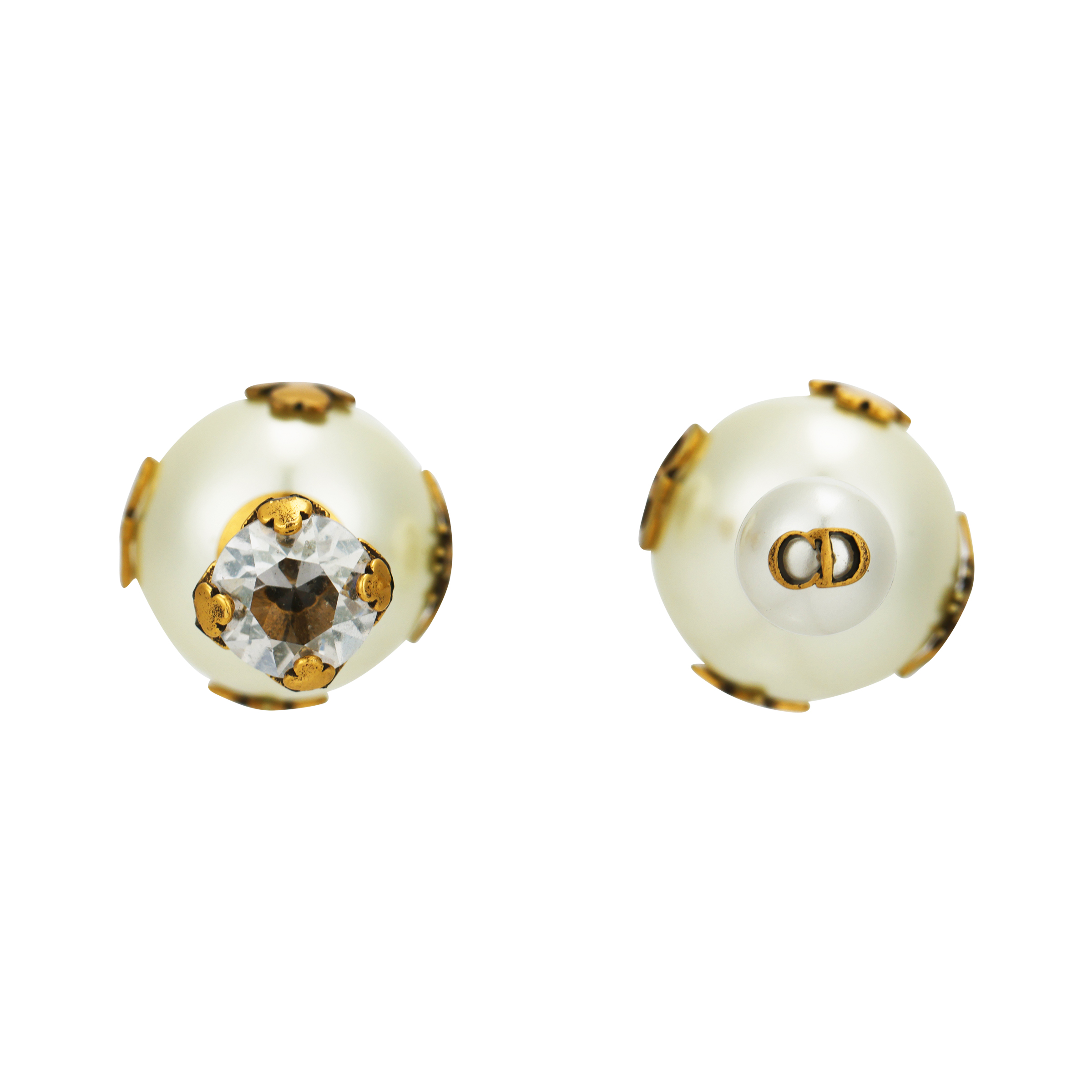 (Women) DIOR Pearl Bee Decor Metal Earrings White E0665TRIRS-D908