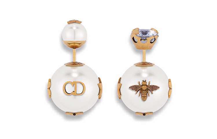 (Women) DIOR Pearl Bee Decor Metal Earrings White E0665TRIRS-D908 圖 2