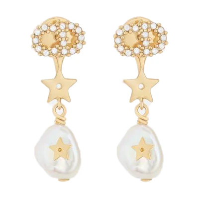 (Women) DIOR Pearl Gold/Rose Gold Metallic Earrings for Women E0804SYDCY-D301