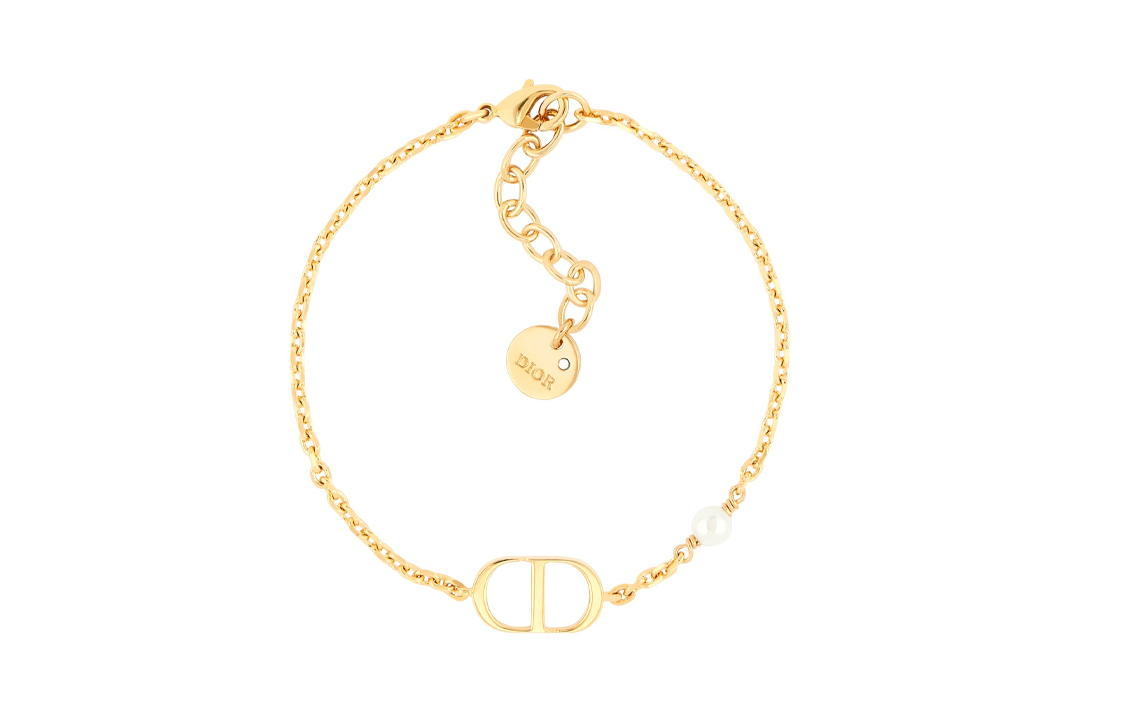 (Women) DIOR Petit CD Gold Finish Metal Bracelet with White Resin Beads for Women. B1310PTCRS-D301 圖 2