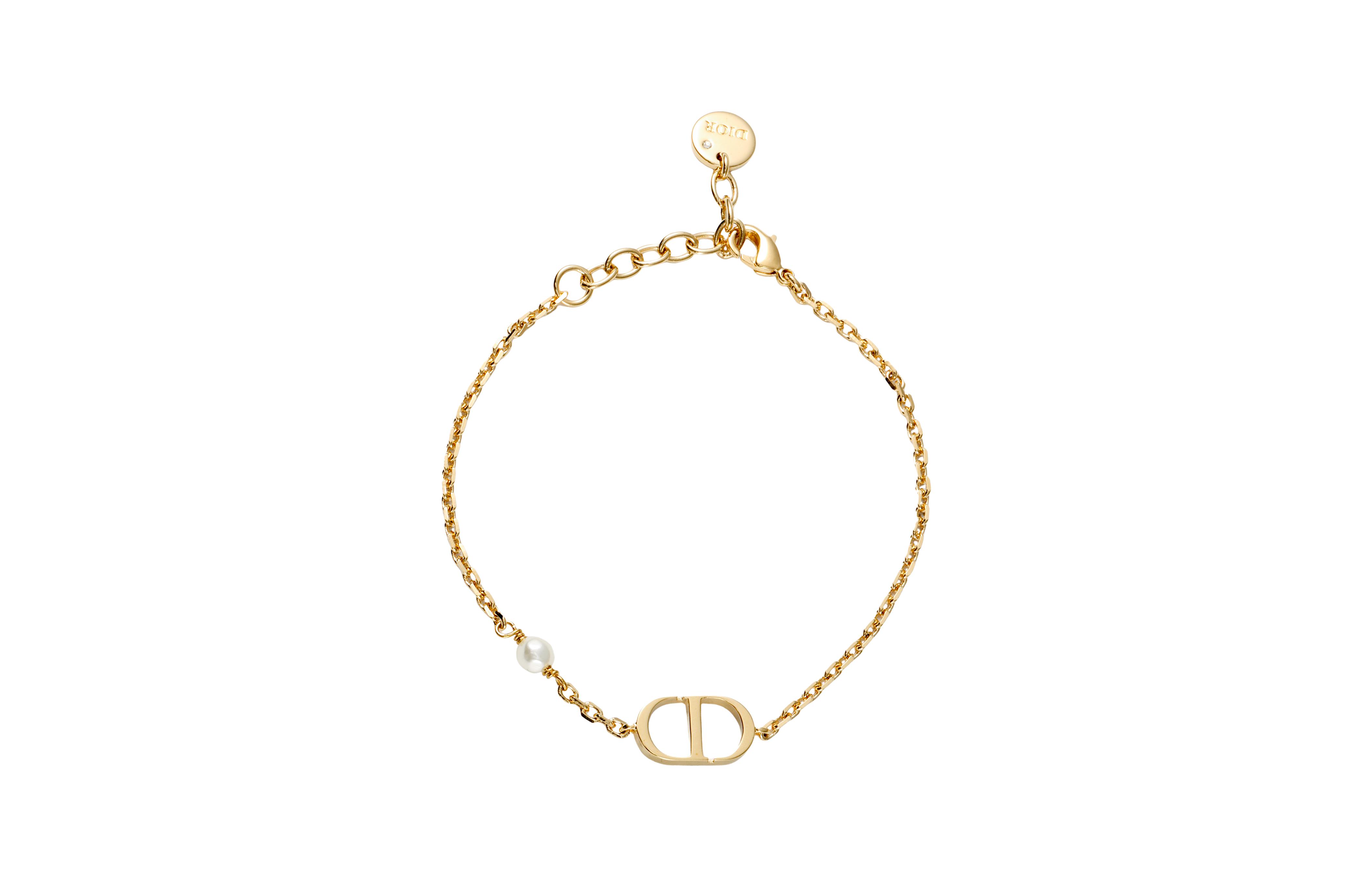 (Women) DIOR Petit CD Gold Finish Metal Bracelet with White Resin Beads for Women. B1310PTCRS-D301 圖 3