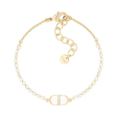 (Women) Dior Petit CD Gold Metal & White Faux Crystal Bracelet Gold. B1504PTCCY-D301