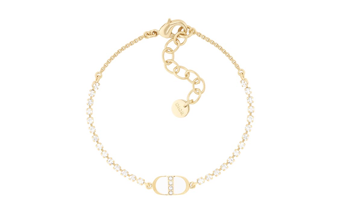 (Women) Dior Petit CD Gold Metal & White Faux Crystal Bracelet Gold. B1504PTCCY-D301 圖 2