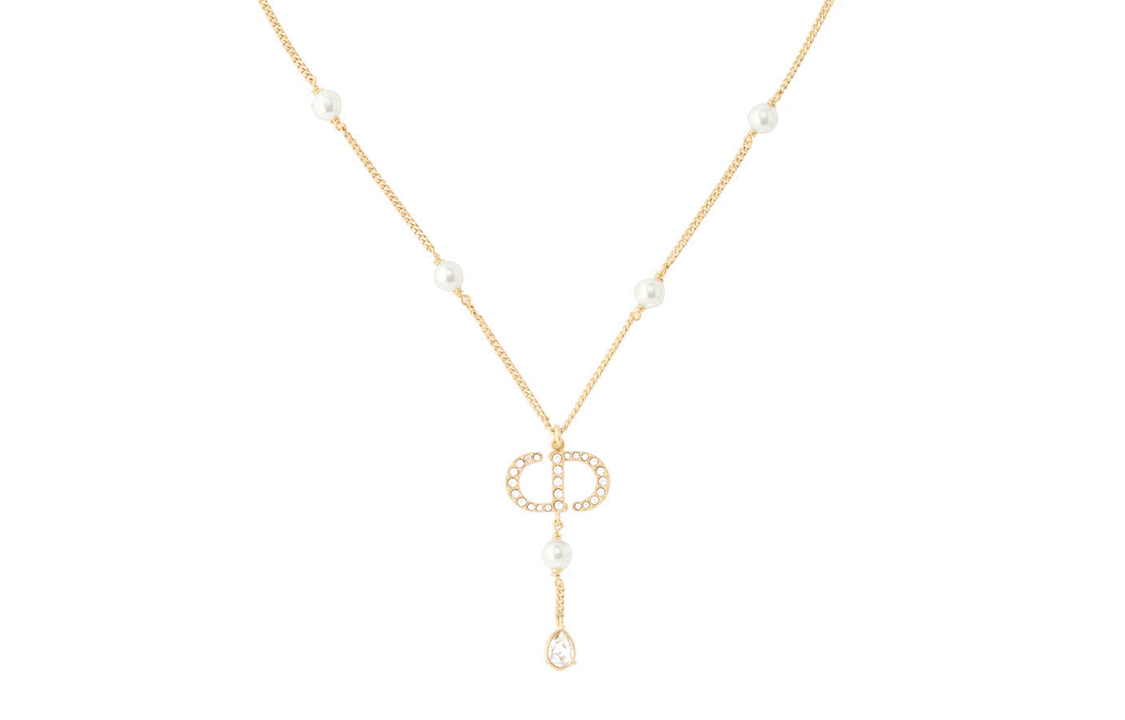 (Women) Dior Petit CD Pearl Crystal Pendant Necklace  Gold. N1674PTCCY-D301
