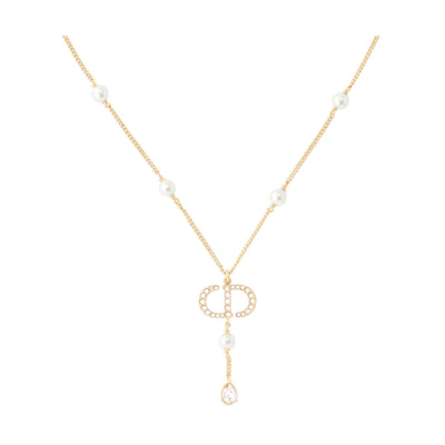 (Women) Dior Petit CD Pearl Crystal Pendant Necklace Gold. N1674PTCCY-D301