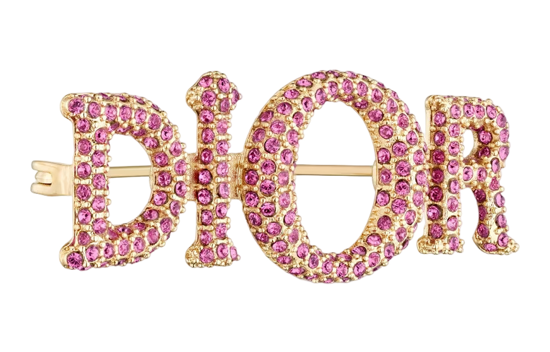 Lookbook (W) DIOR 女士粉色胸针金色金属镶钻点缀款式. V1105WOMCY-D37P