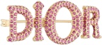Lookbook (Women) DIOR Pink Brooch with Gold Finish Metal and Crystal Accents for Women. V1105WOMCY-D37P