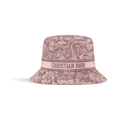(Women) DIOR Pink Monogram Print Cotton Bucket Hat for Women. 34TDJ923X132C883