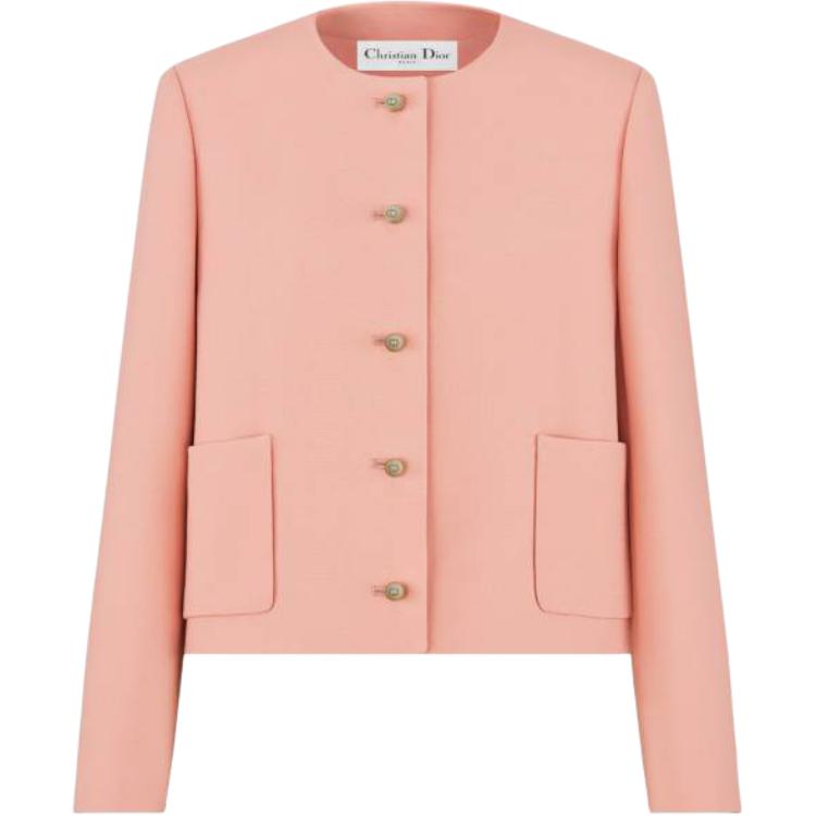 (Women) Dior Pink Solid Button-Up Long-Sleeve Jacket 421V54A1166-X4153