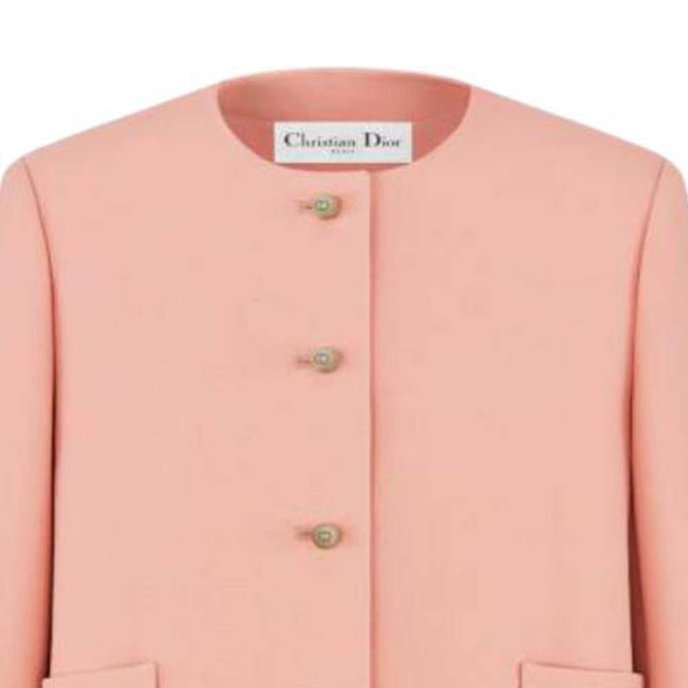 Shop (Women) Dior Pink Solid Button-Up Long-Sleeve Jacket 421V54A1166-X4153