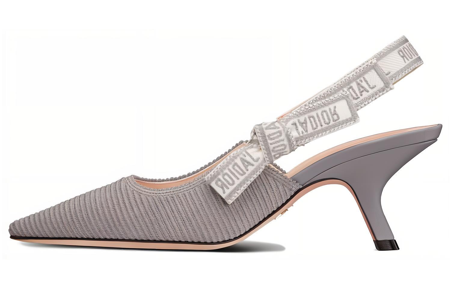 Buy (W) Dior Tacón Stiletto Sin Cordones de Algodón Punta Fina 'Gris' KCP866EFR_S23G
