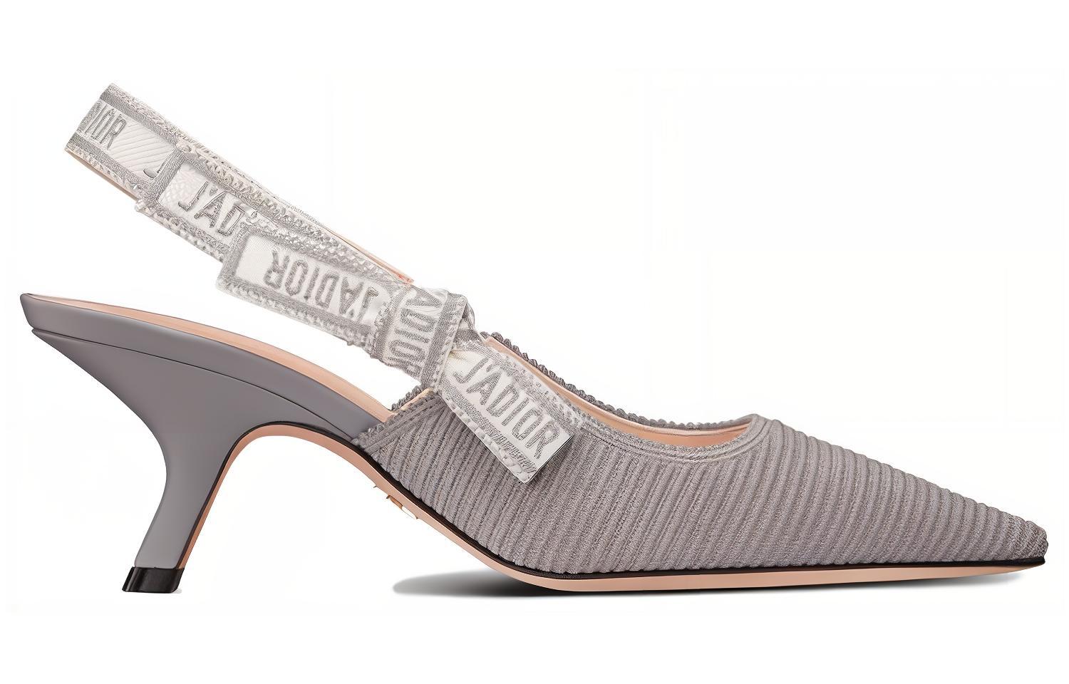 Order (W) 迪奥灰色尖头棉质细高跟便鞋 KCP866EFR_S23G