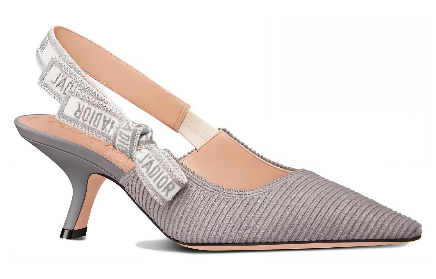 Lookbook (W) 迪奥灰色尖头棉质细高跟便鞋 KCP866EFR_S23G