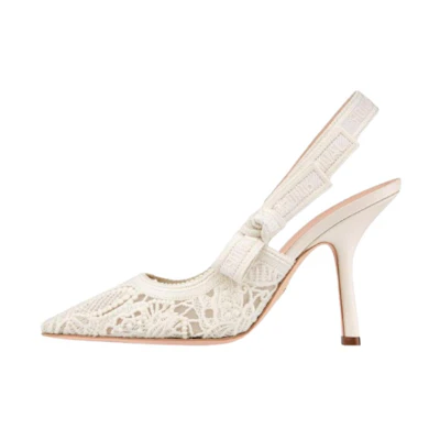 (W) Dior Pointed Toe Slingback High Heels 'Beige'