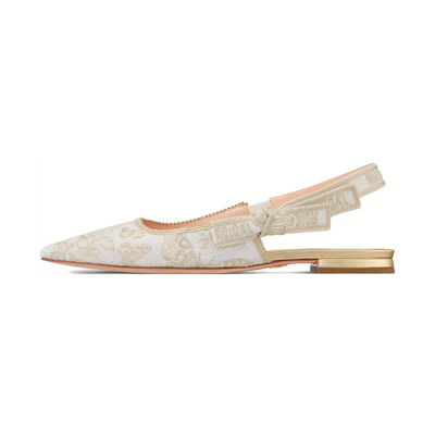 (W) Dior Pointed Toe Slip-On Flat 'Beige'