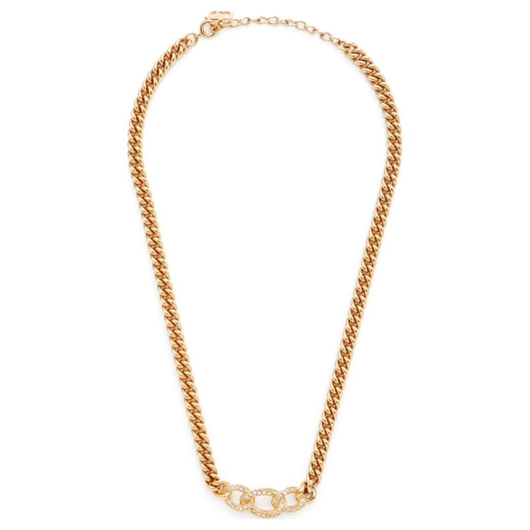 (Women) DIOR Polished Gold Necklace with Rhinestones for Women - Gold. FF7515
