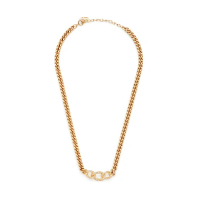 (Women) DIOR Polished Gold Necklace with Rhinestones for Women - Gold. FF7515