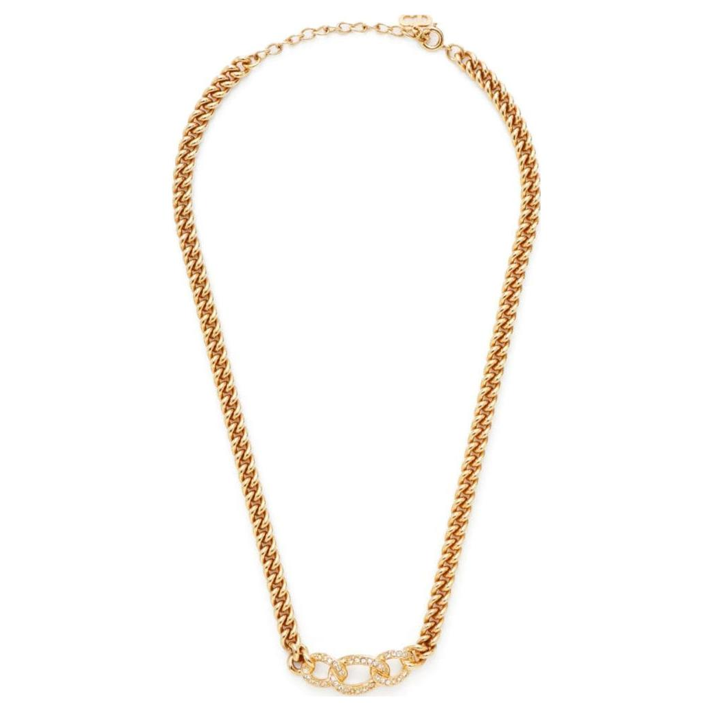 (Women) DIOR Polished Gold Necklace with Rhinestones for Women - Gold. FF7515 圖 3